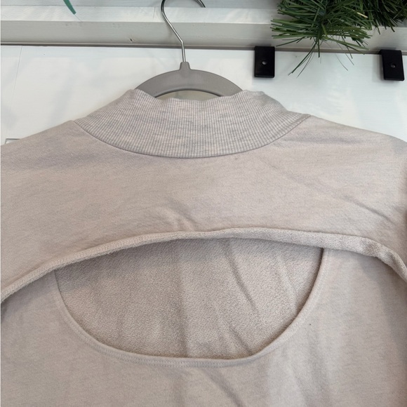 T.La Chest Cut Out Cream Light Brown Mock Neck Sweatshirt - Picture 2 of 4